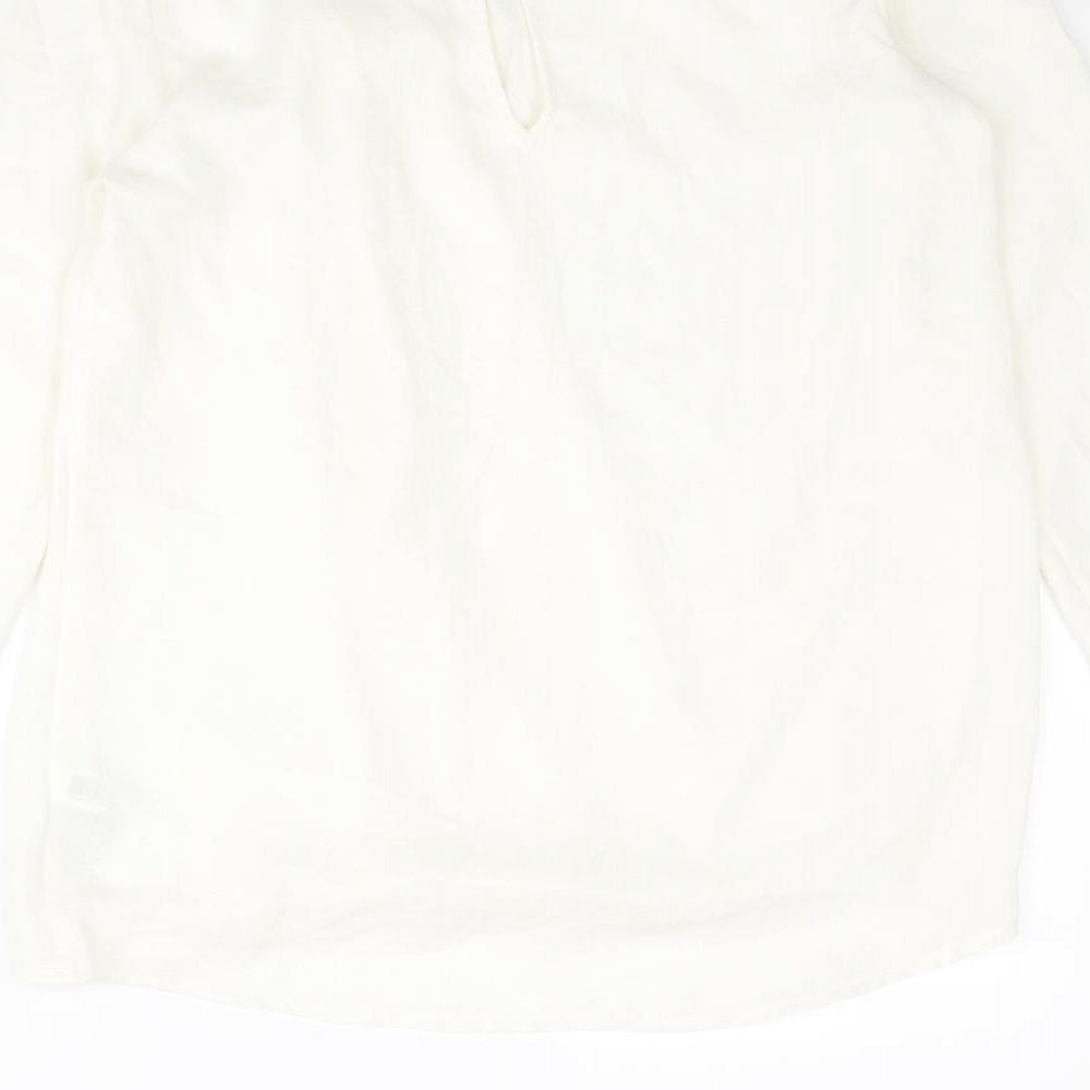 NEXT Womens Ivory Polyamide Basic Blouse Size 6 Round Neck - Pleated