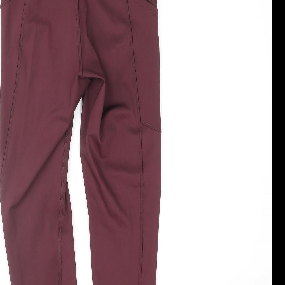 GOODMOVE Womens Red Polyester Cropped Leggings Size 6 L20 in Regular Pullover - Logo