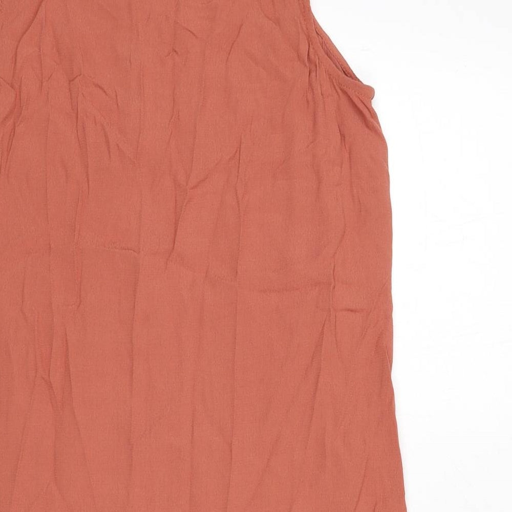 New Look Womens Pink Viscose Tunic Blouse Size 6 Round Neck