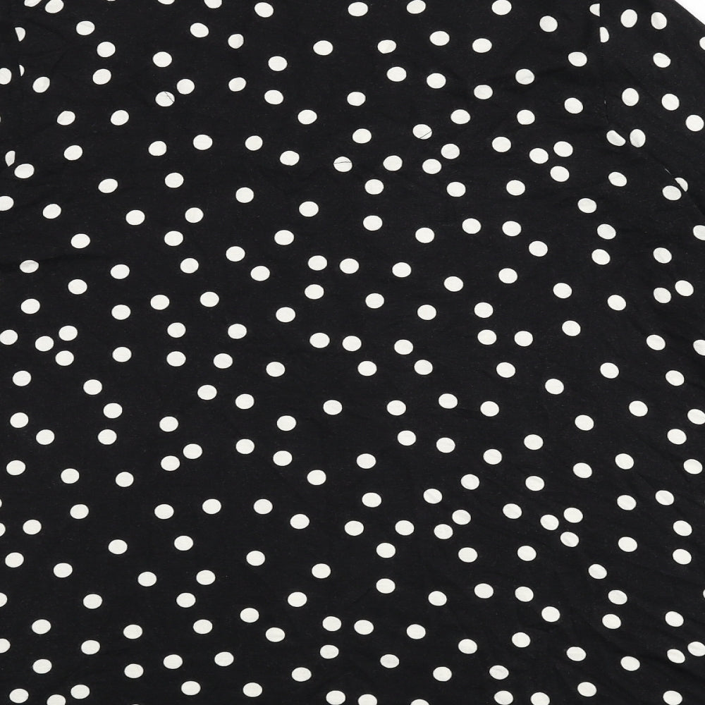 Live Unlimited London Womens Black Polka Dot Polyester Basic T-Shirt Size 16 V-Neck