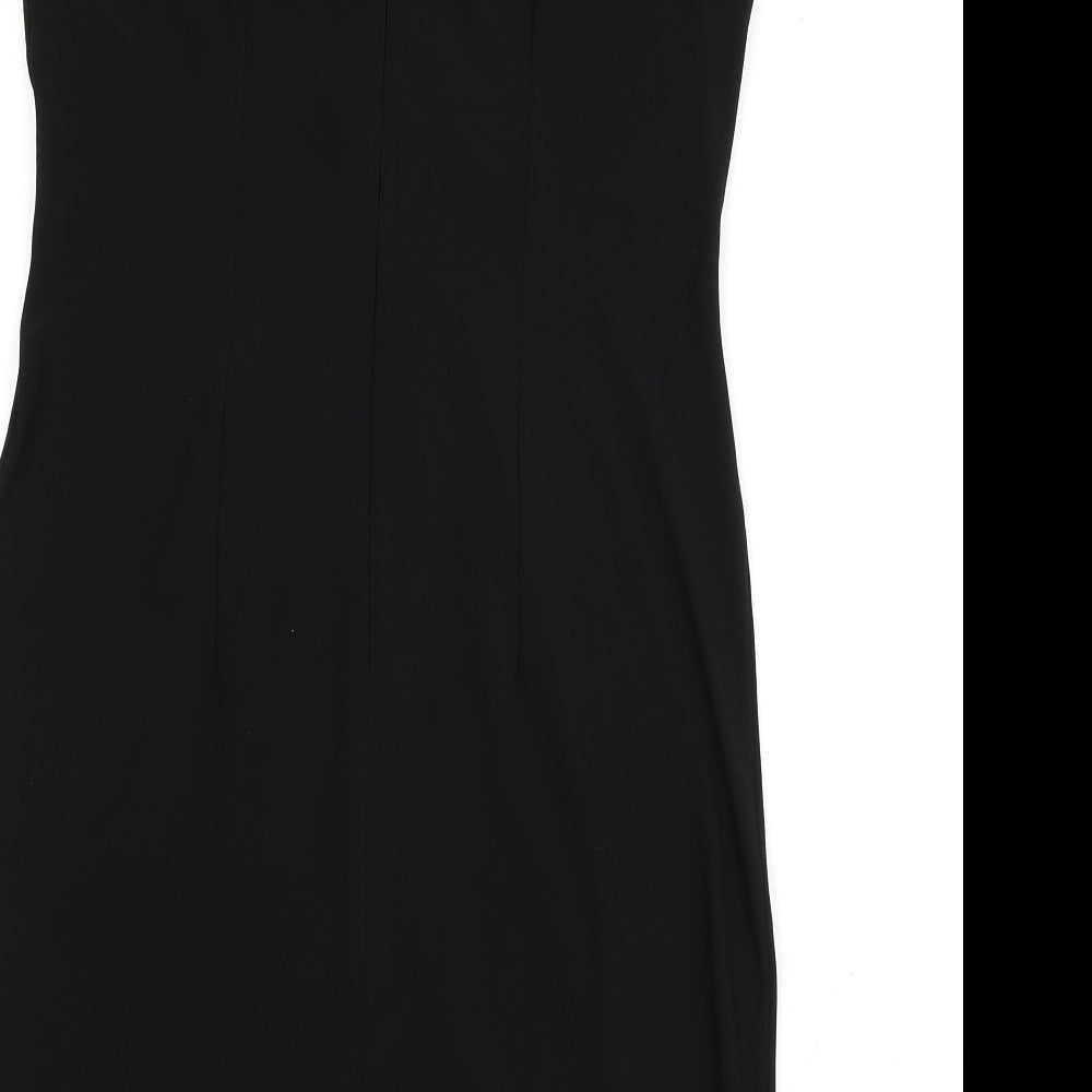 Nina Leonard Womens Black Polyester A-Line Size M Scoop Neck Zip - Knot Front