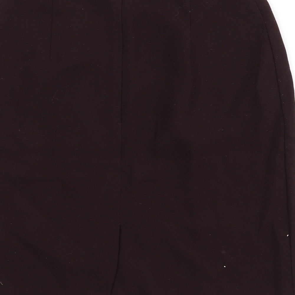 St Michael Womens Red Viscose Straight & Pencil Skirt Size 12 Zip - Slit