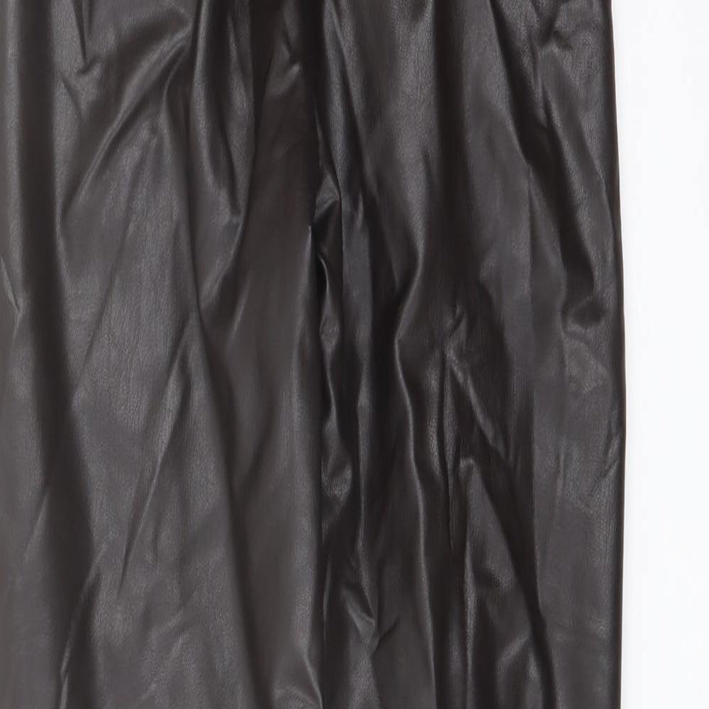Marks and Spencer Womens Brown Polyester Trousers Size 6 L25 in Regular