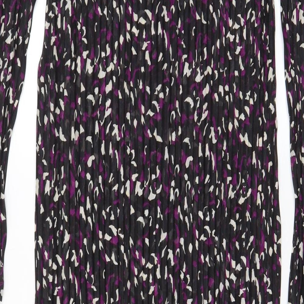 Marks & Spencer Womens Purple Geometric Polyester A-Line Size 10 Crew Neck Pullover