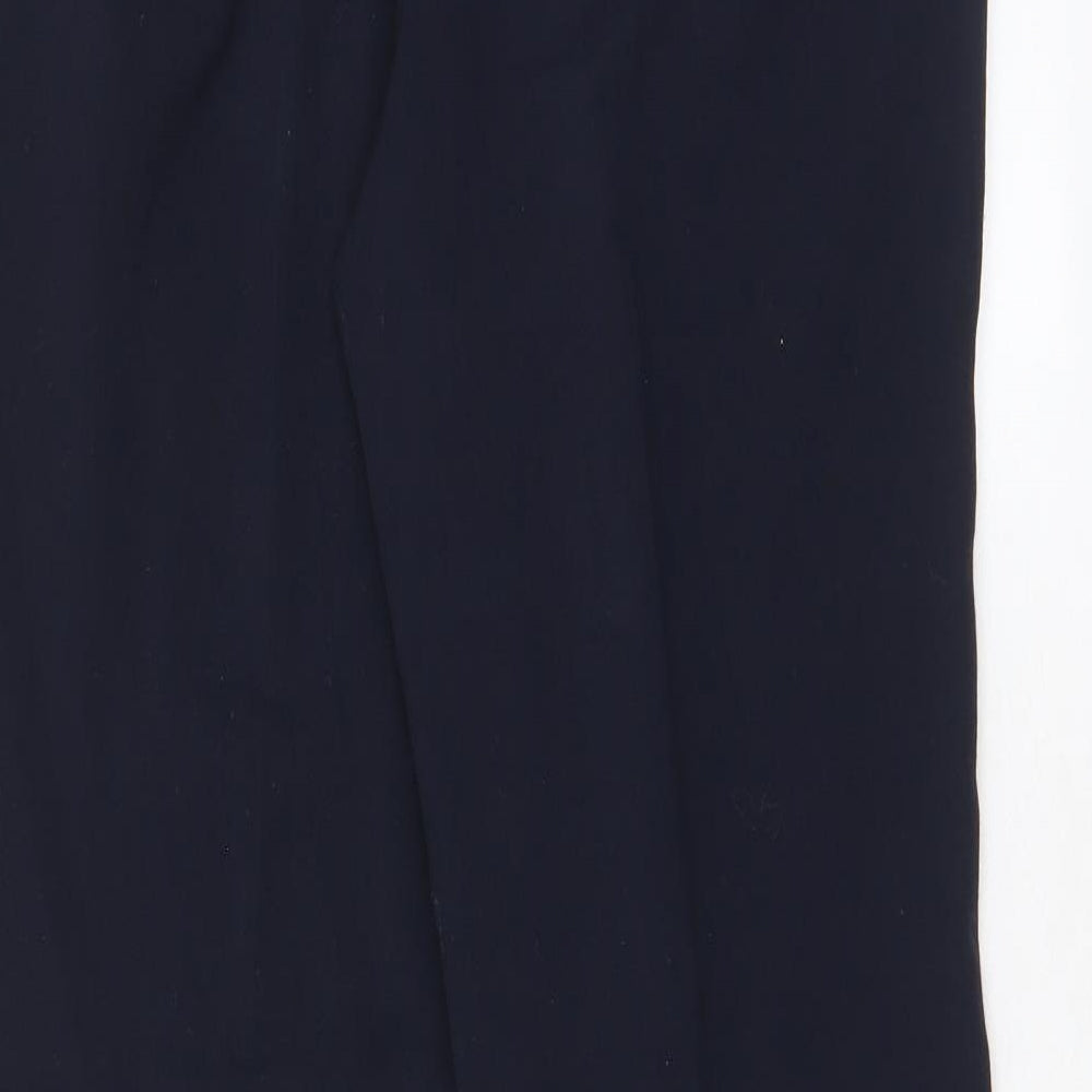 M&Co Womens Blue Polyester Trousers Size 12 L28 in Regular Hook & Eye - Pleated, Pockets