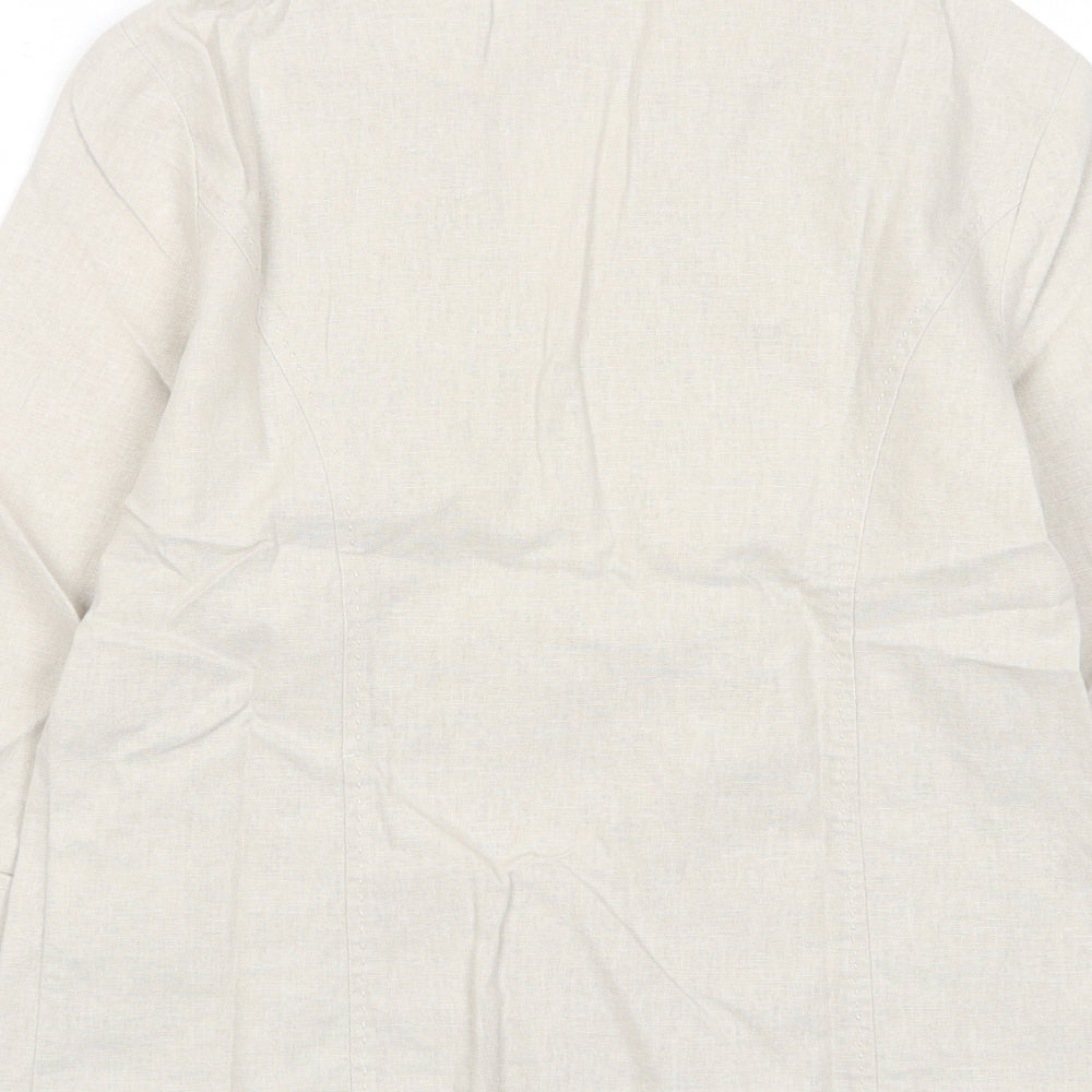 EWM Womens Beige Jacket Blazer Size 10 Button