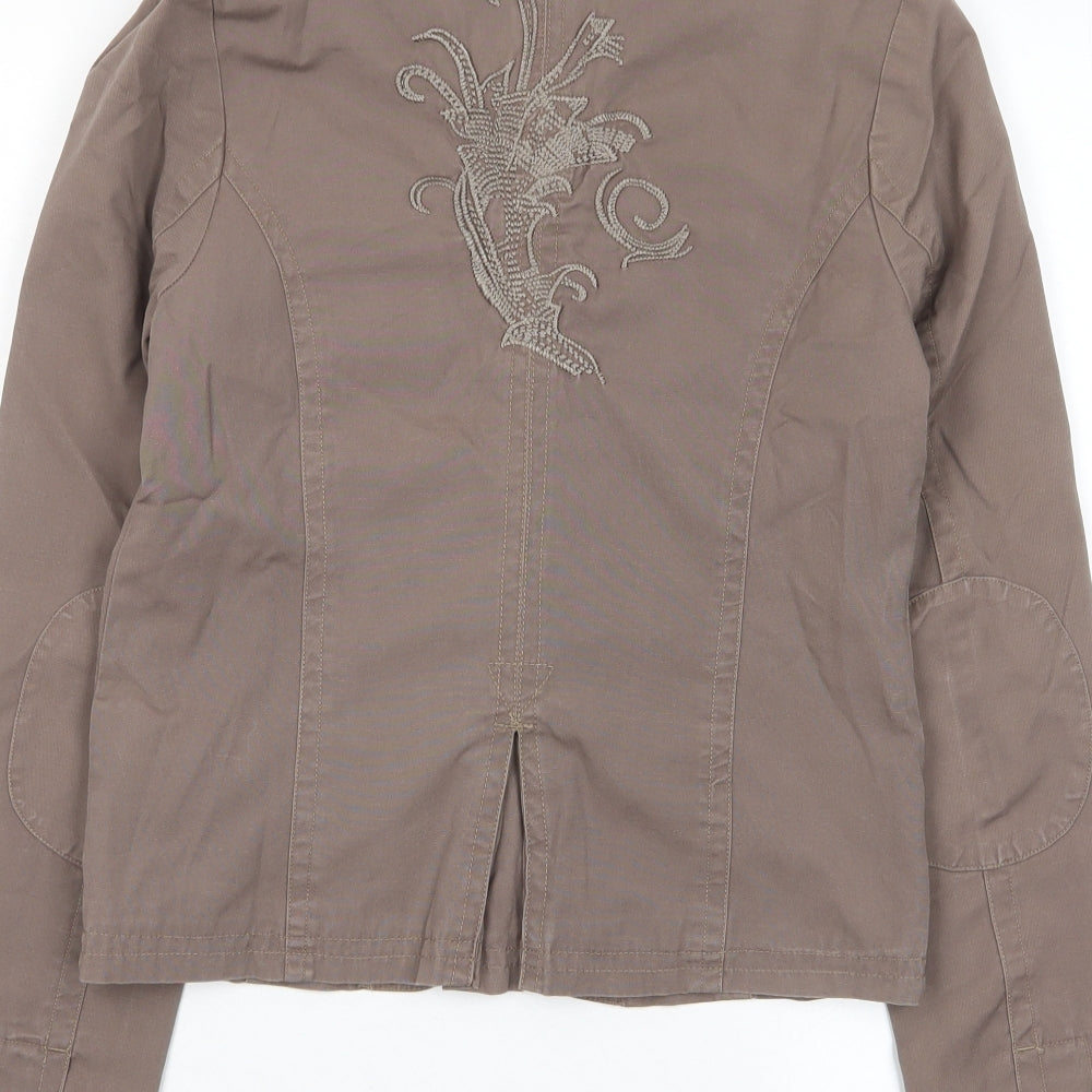 Dal Fashion Womens Brown Jacket Size S Button - Pockets, Logo