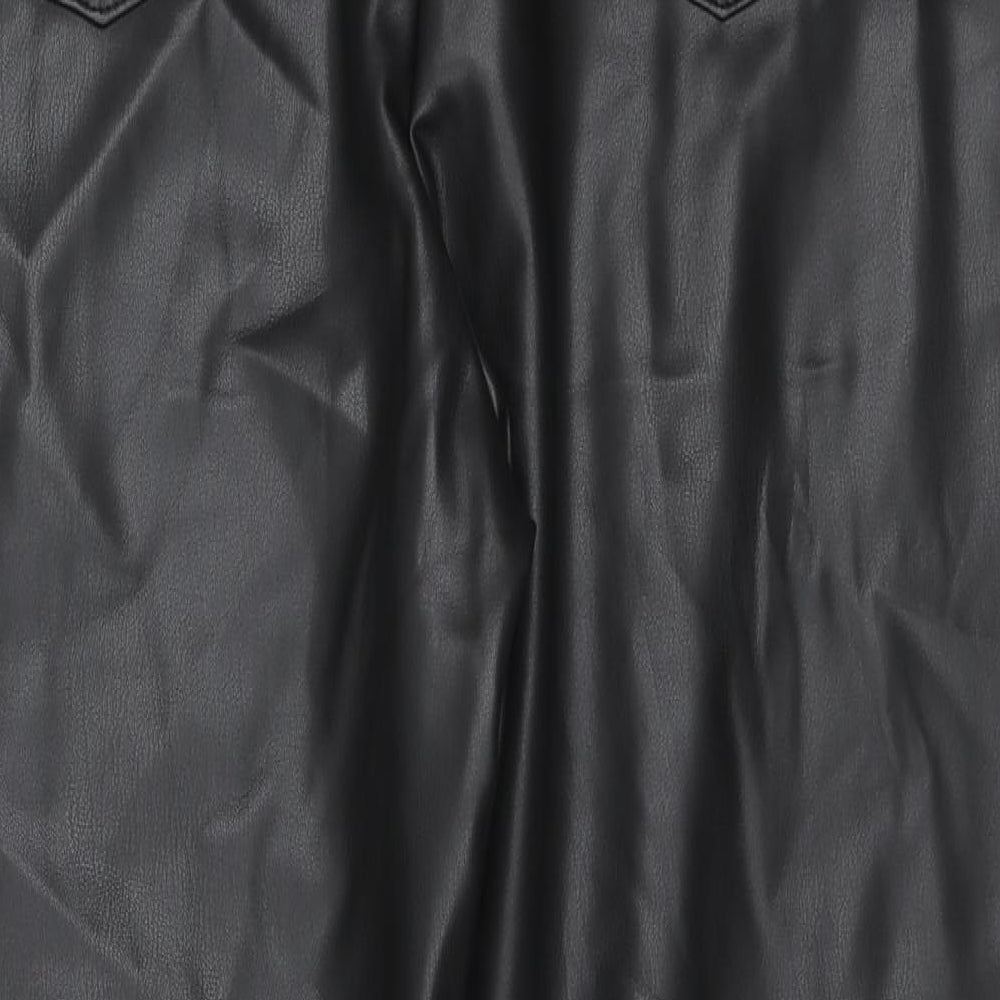 Marks & Spencer Womens Black Polyester Trousers Size 18 L24 in Regular Zip