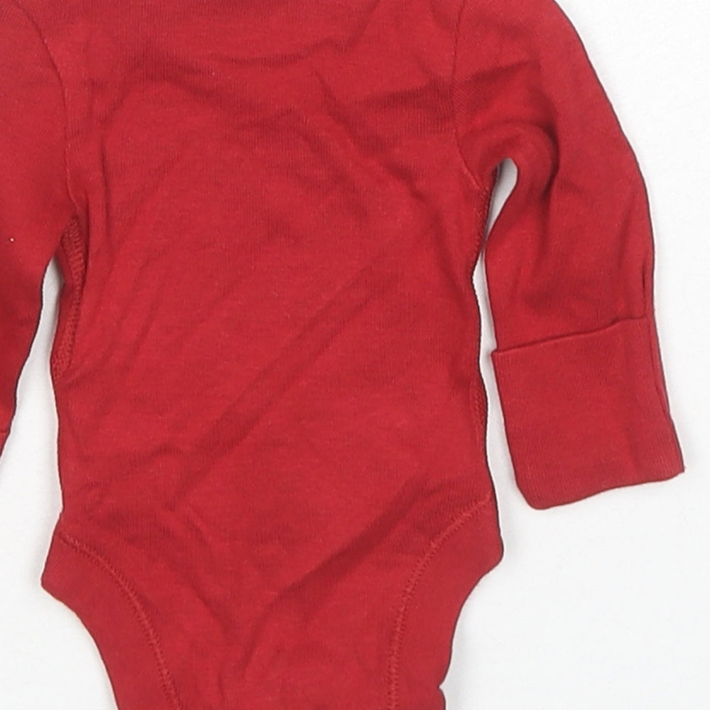 Marks & Spencer Baby Red Cotton Babygrow One-Piece Size Newborn Snap - My First Christmas Reindeer