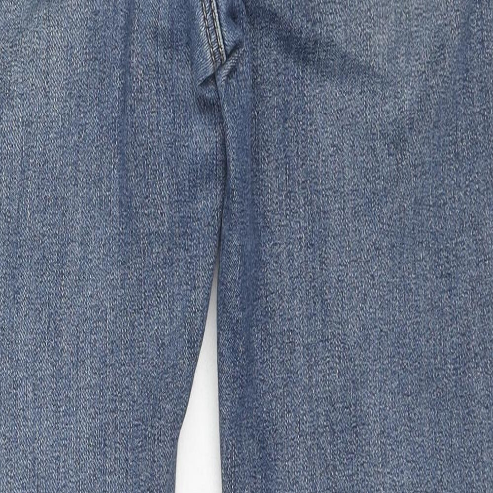 Marks and Spencer Womens Blue Cotton Straight Jeans Size 29 in L26 in Regular Zip