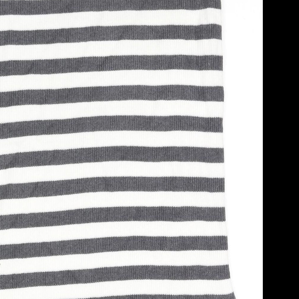 Marks & Spencer Womens Grey Striped Viscose A-Line Skirt Size L