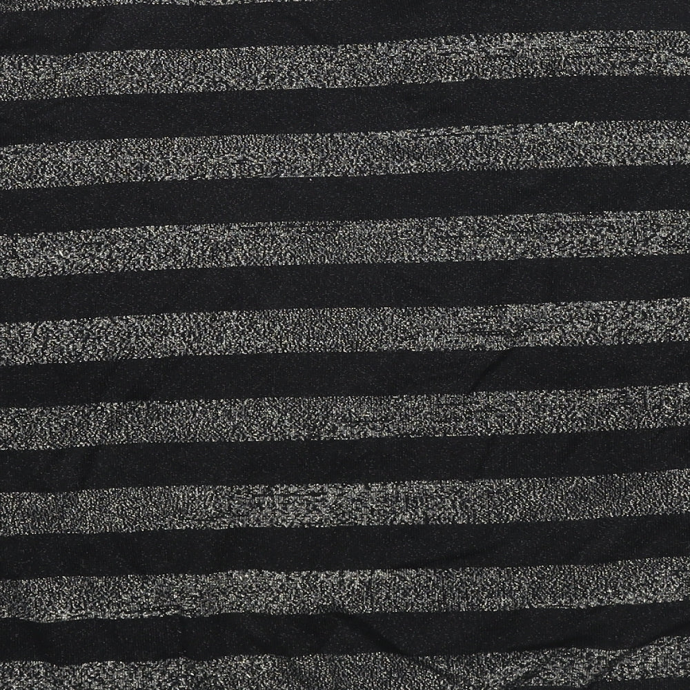 Marks & Spencer Womens Black Collared Striped Viscose Pullover Jumper Size L