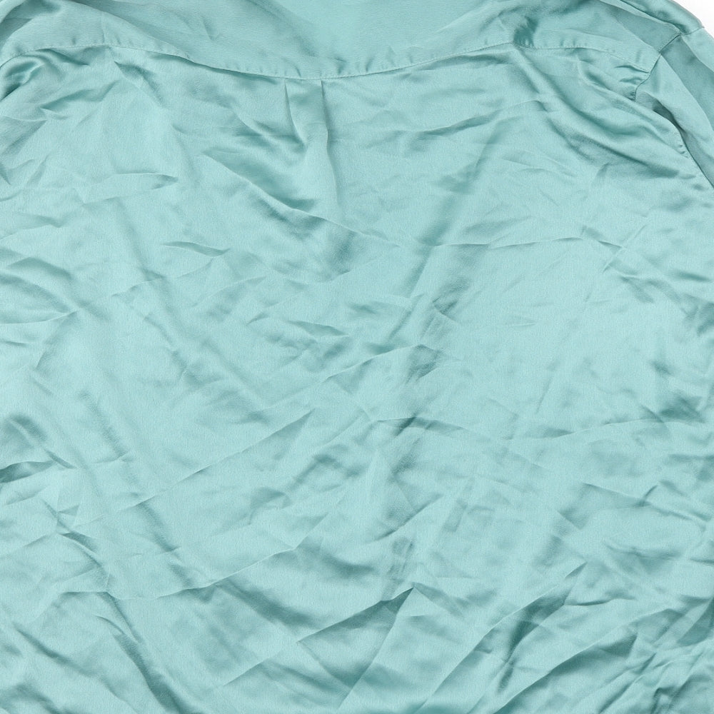 Missguided Womens Green Polyester Basic Button-Up Size 10 Collared