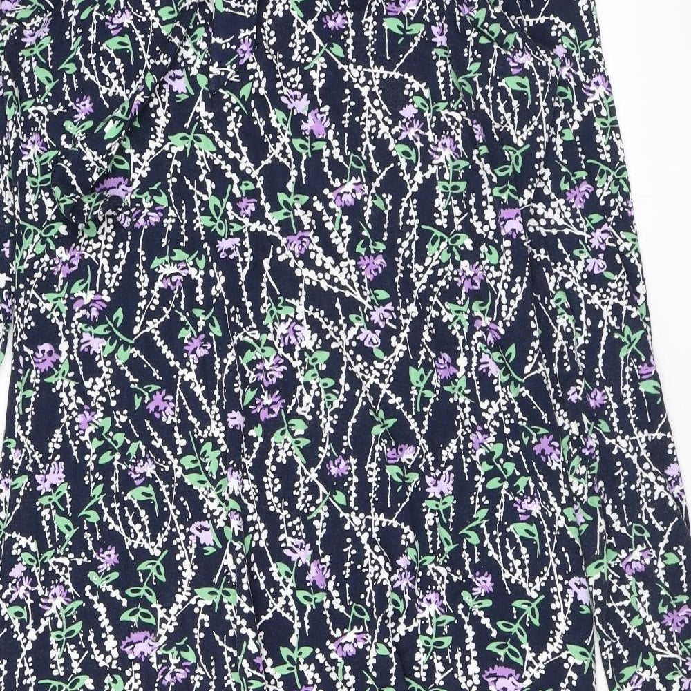 Marks & Spencer Womens Black Floral Viscose A-Line Size 10 Mock Neck Pullover