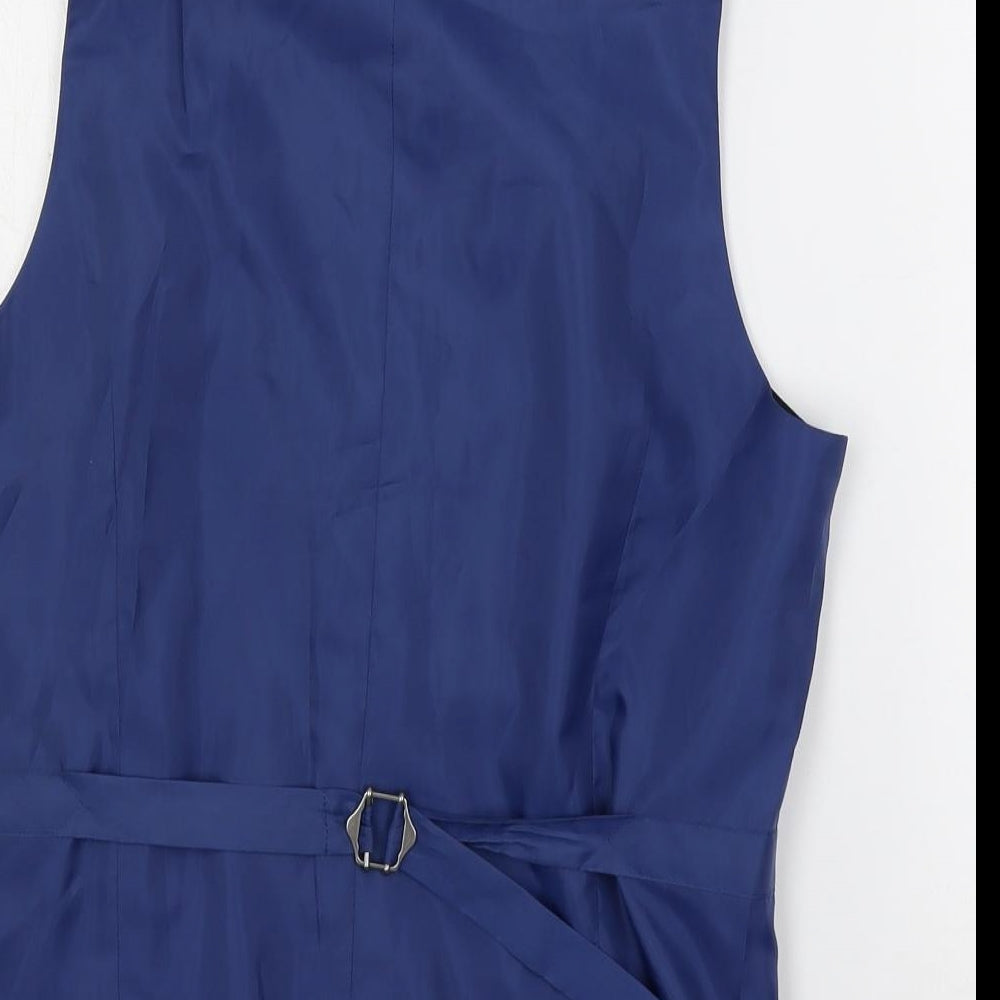 Marks & Spencer Mens Blue Polyester Jacket Suit Waistcoat Size 38 Regular