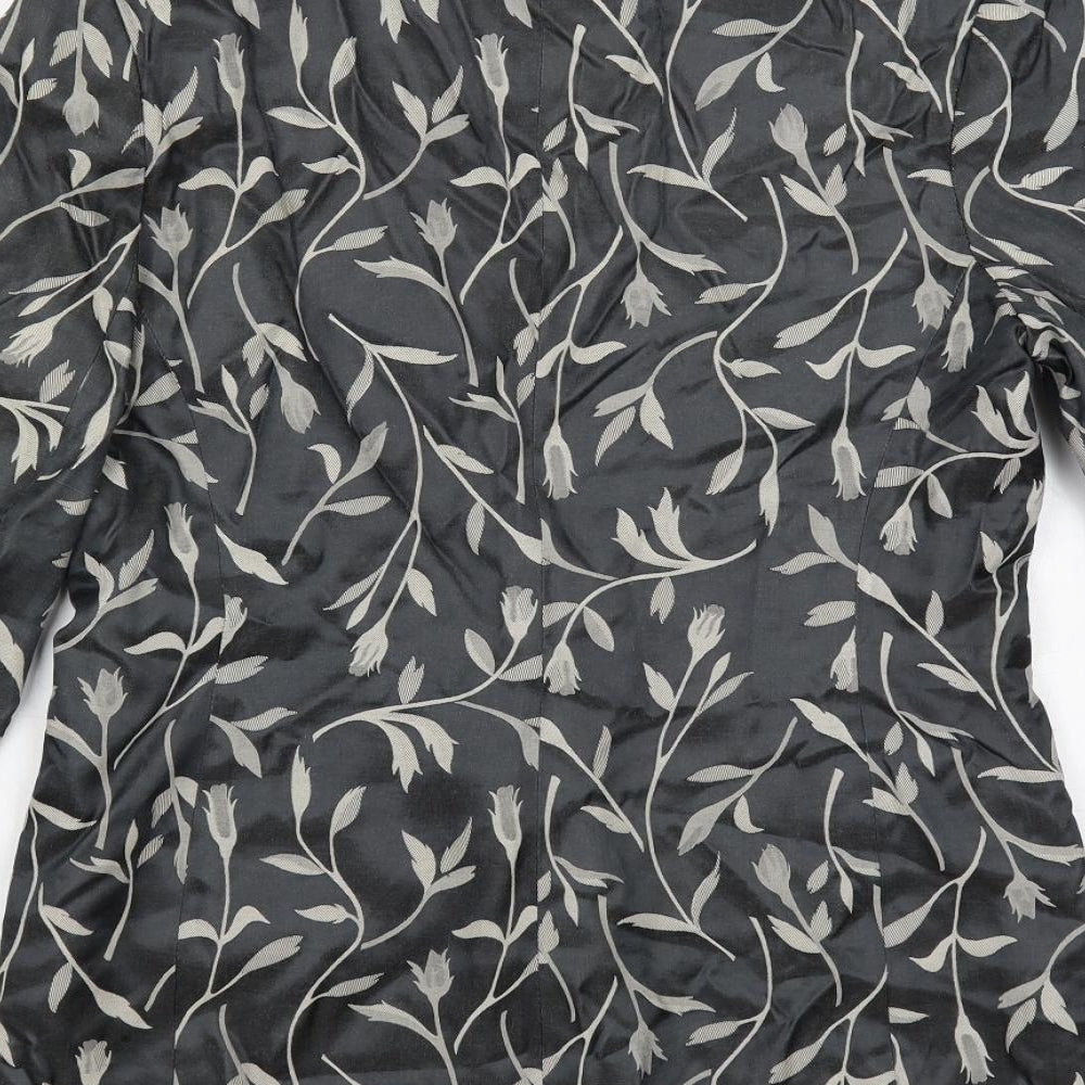 Affinity Womens Grey Floral Jacket Blazer Size 12 Button