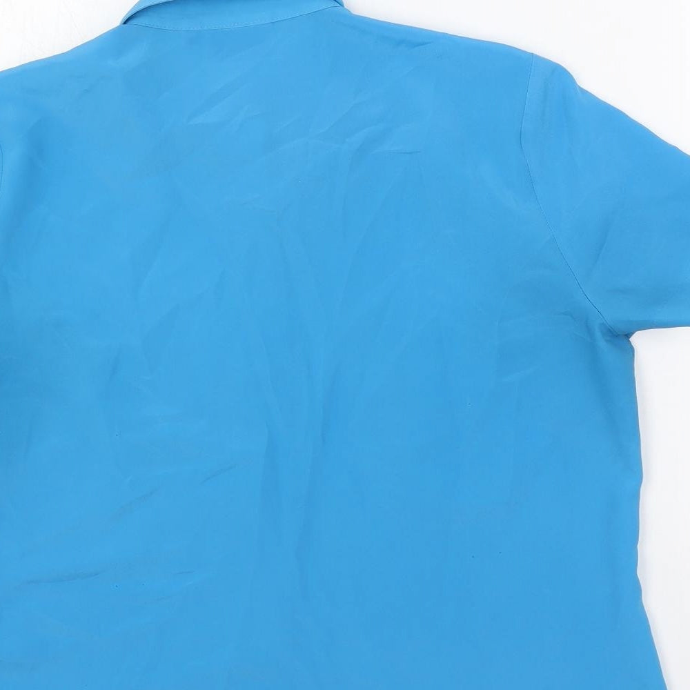 Classics Womens Blue Polyester Basic Button-Up Size 14 Collared