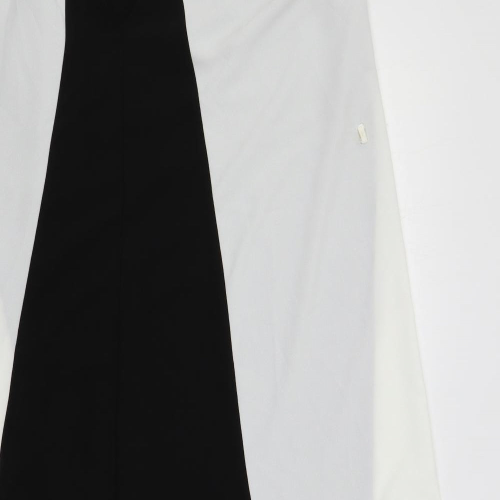 River Island Womens Black Colourblock Polyester Slip Dress Size 16 Square Neck Pullover