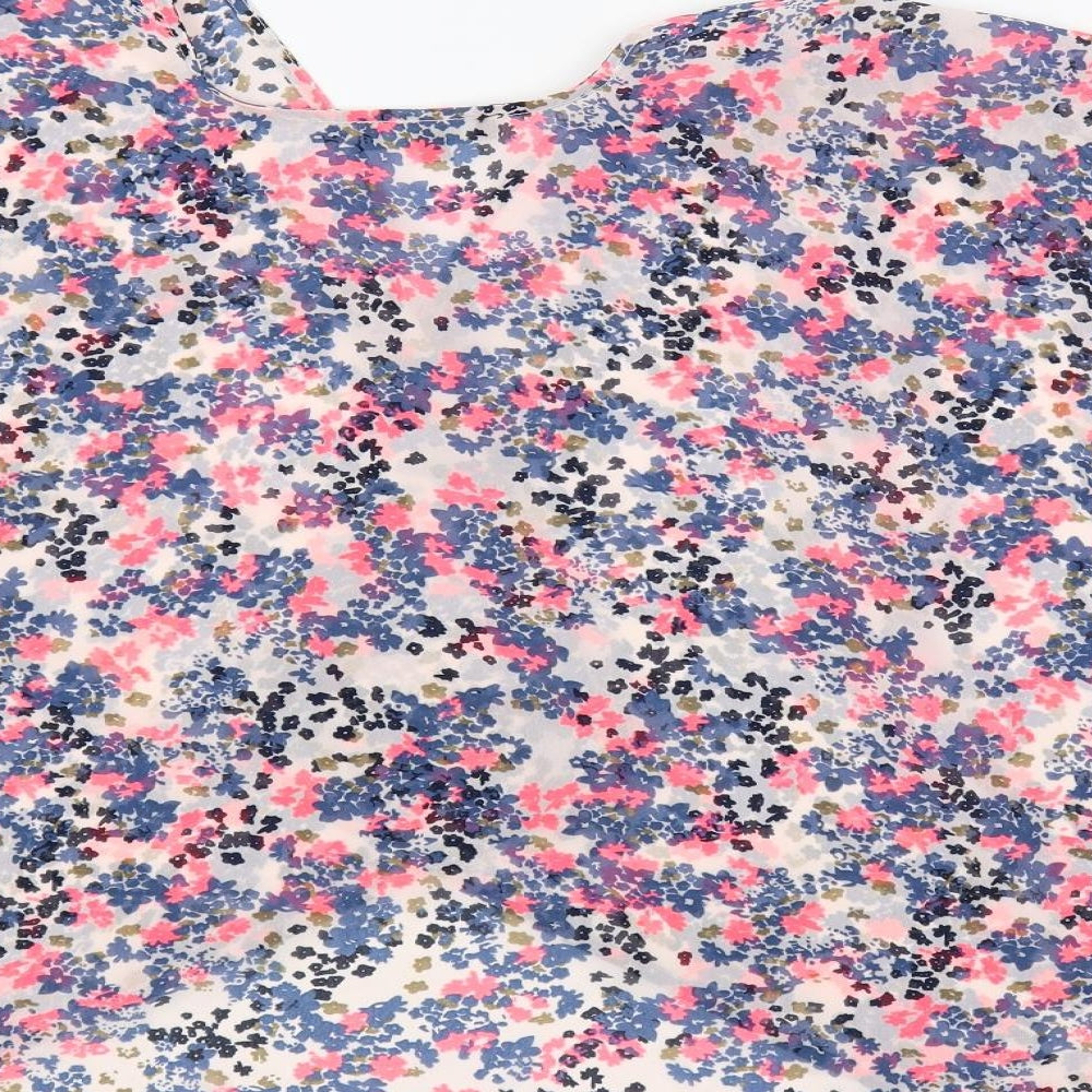 New Look Womens Multicoloured Floral Polyester Kimono Blouse Size M V-Neck - Open Oversized