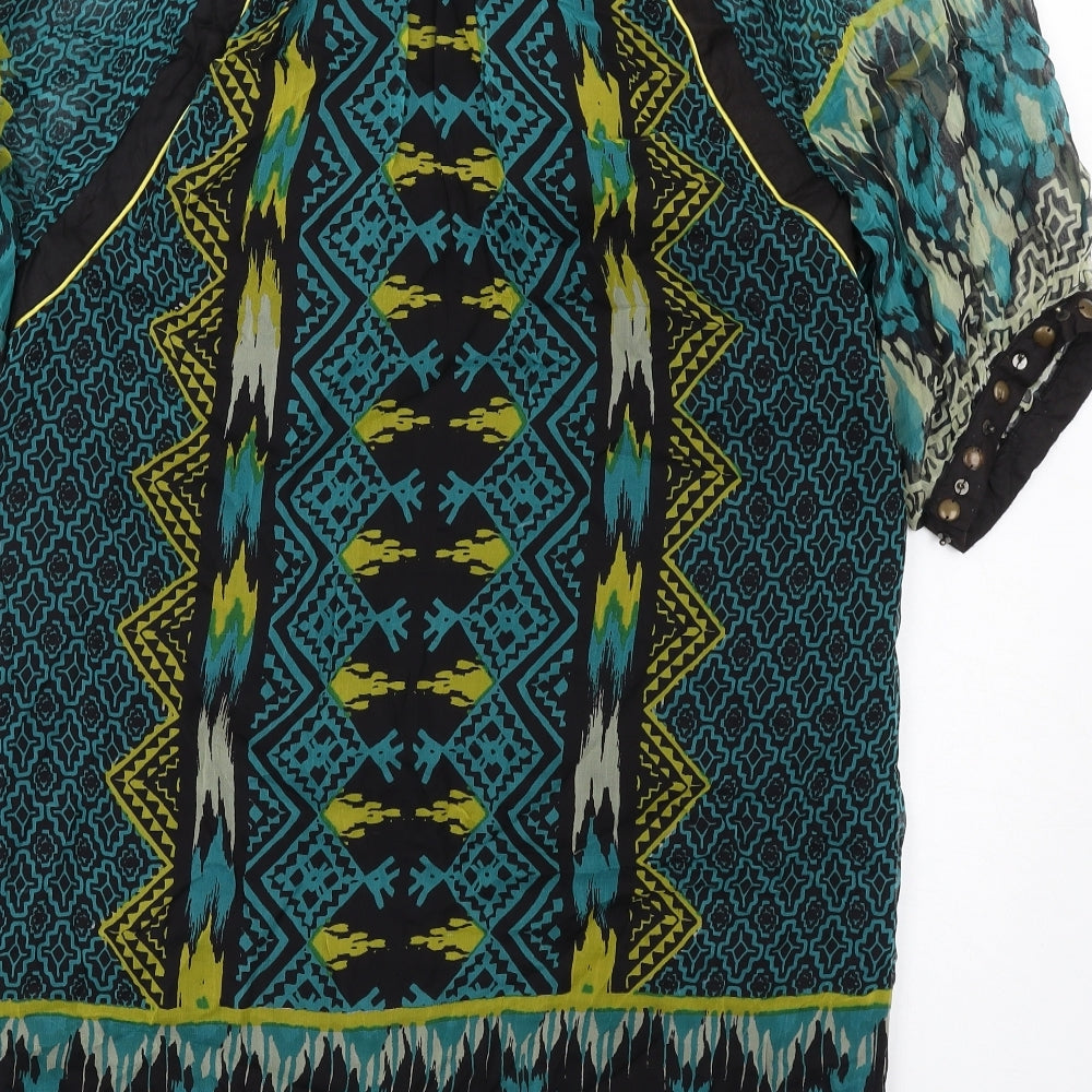 Derhy Womens Multicoloured Geometric Viscose A-Line Size M Square Neck Zip