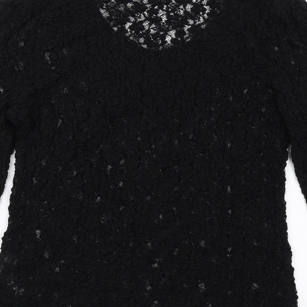 Per Una Womens Black Viscose Basic T-Shirt Size 14 Scoop Neck