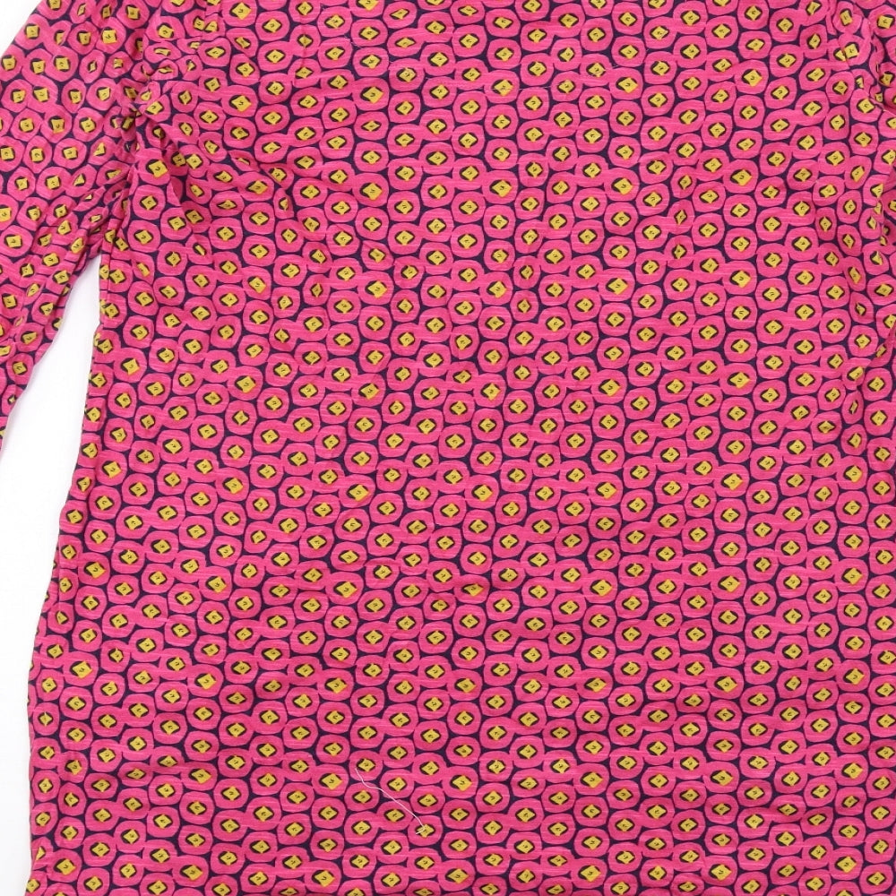 Mistral Womens Pink Geometric Cotton A-Line Size 10 Round Neck Pullover