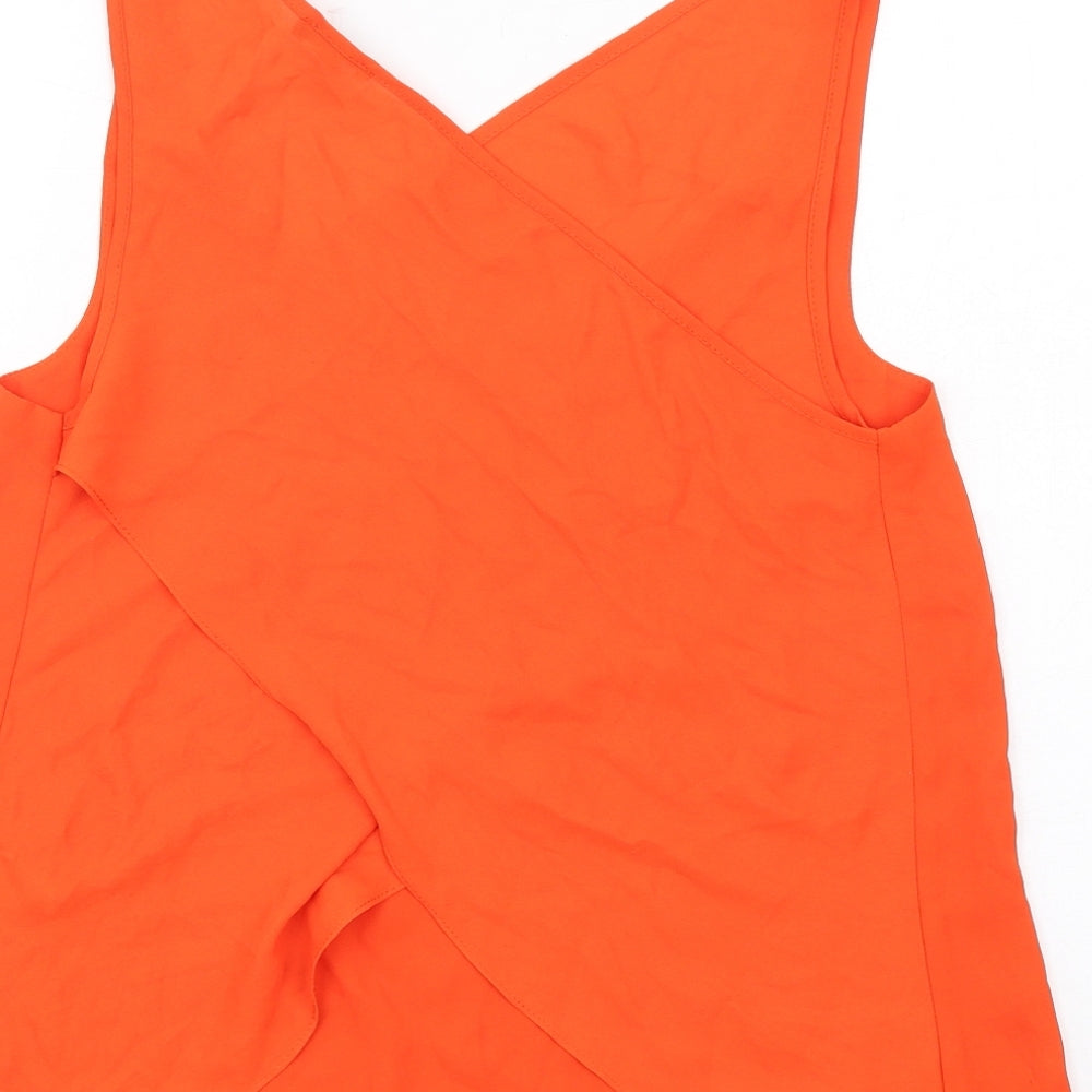 River Island Womens Orange Polyester Basic Tank Size 10 V-Neck