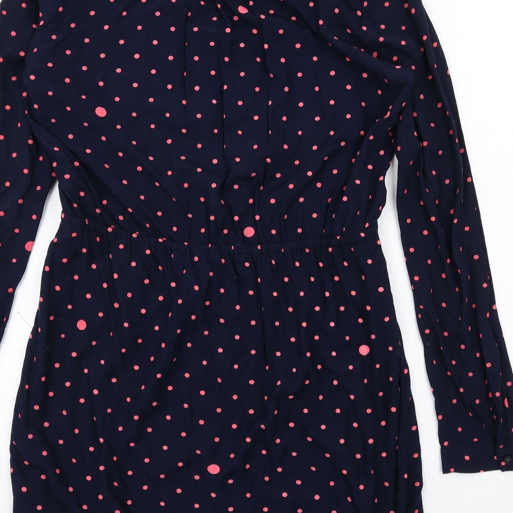 Gap Womens Blue Polka Dot Viscose A-Line Size M V-Neck Pullover