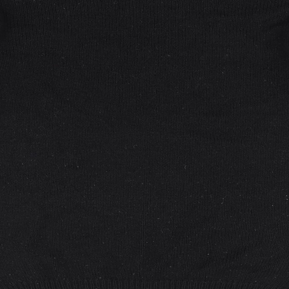 Sparkle & Fade Womens Black Round Neck Geometric Acrylic Pullover Jumper Size S