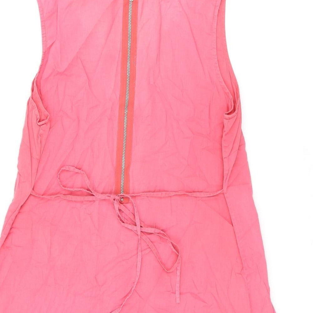 Oasis Womens Pink Cotton Basic Tank Size 14 Scoop Neck - Pleated