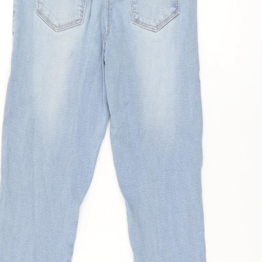 Next Girls Blue Cotton Skinny Jeans Size 12 Years L25.5 in Regular Zip - Embroidered Stars