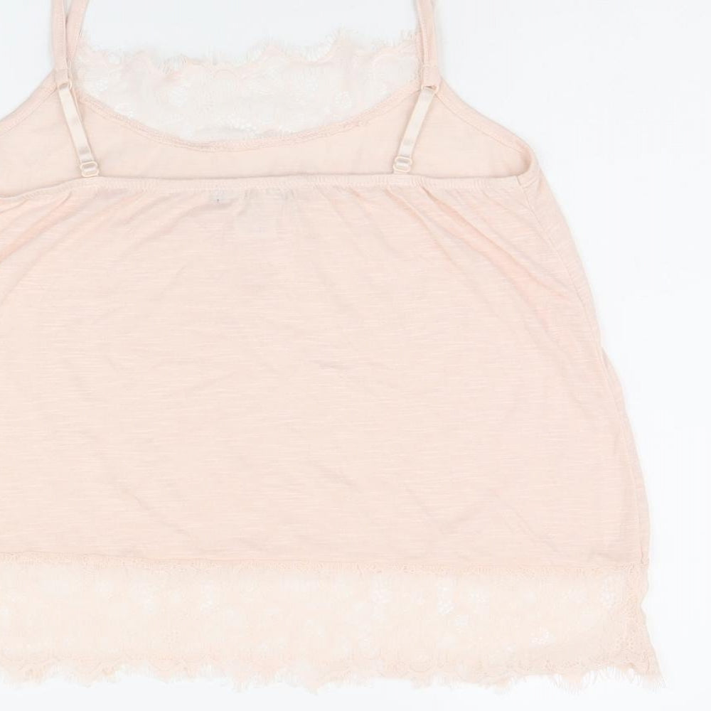 R Edition Womens Pink Polyester Camisole Tank Size 10 Scoop Neck - Size 10-12, Lace Detail, Sheer