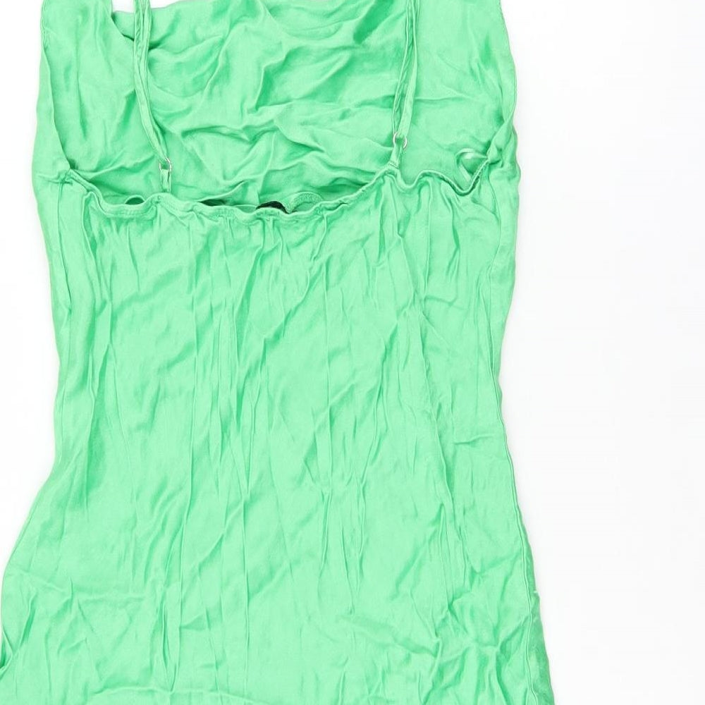 Bershka Womens Green Viscose Mini Size L Cowl Neck Pullover