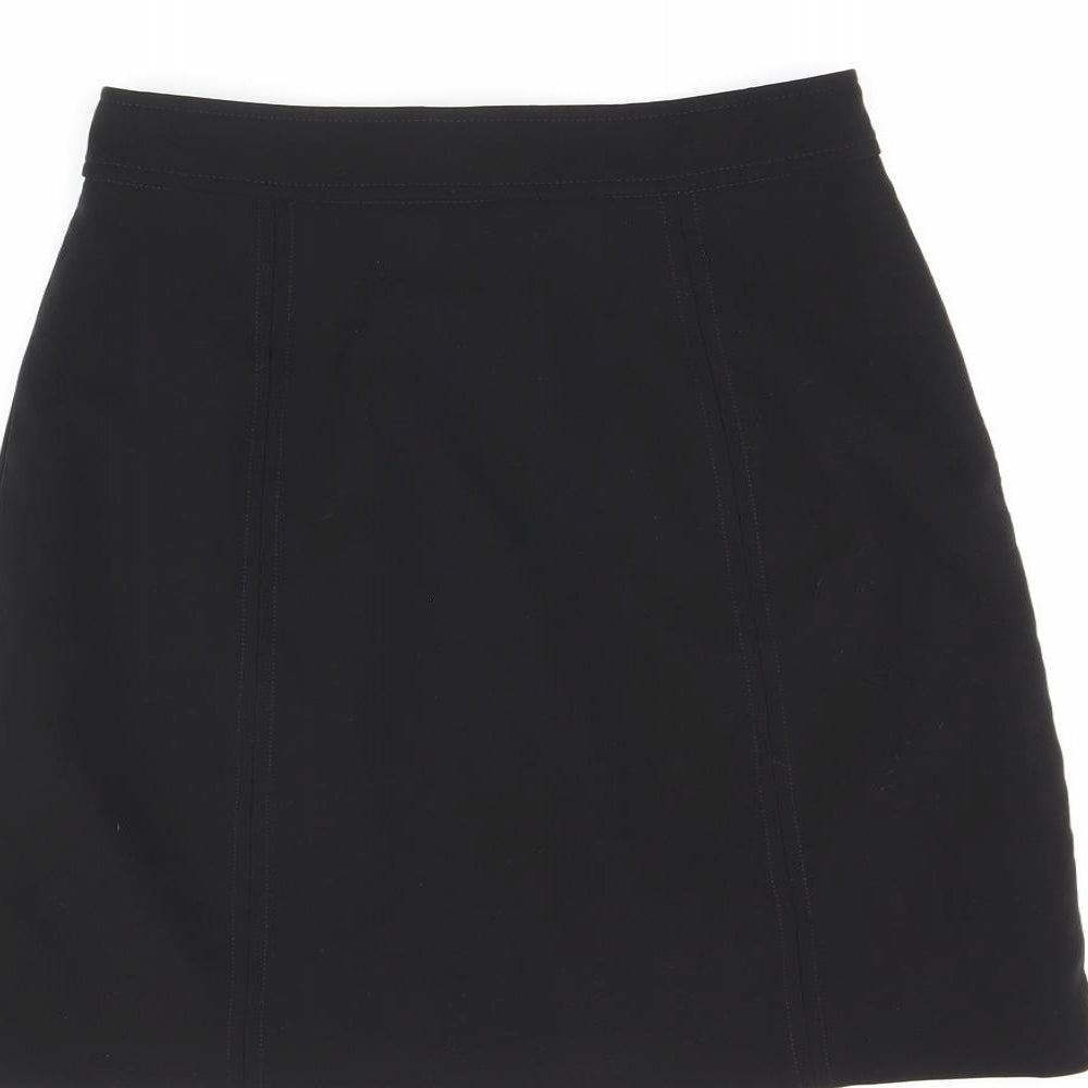Warehouse Womens Black Polyester A-Line Skirt Size 6 Zip