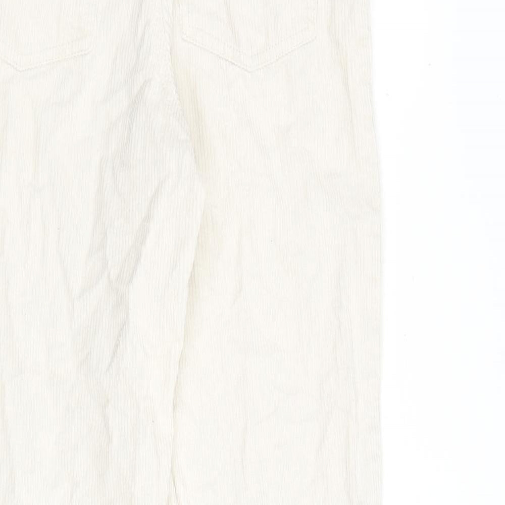 Monki Womens Beige Cotton Trousers Size 8 L30 in Regular Zip