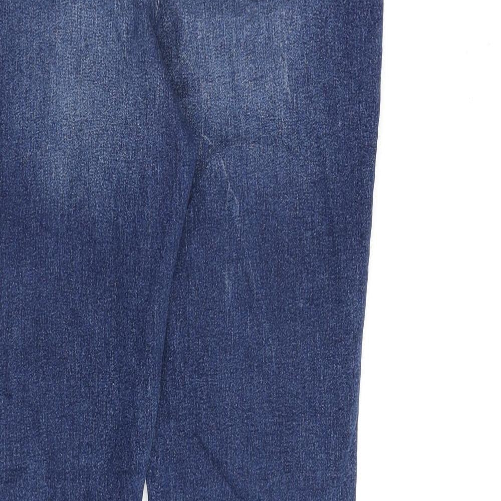 Marks & Spencer Womens Blue Cotton Skinny Jeans Size 8 L28 in Regular Zip
