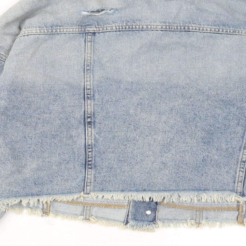 H&M Womens Blue Jacket Size M Button - Pockets
