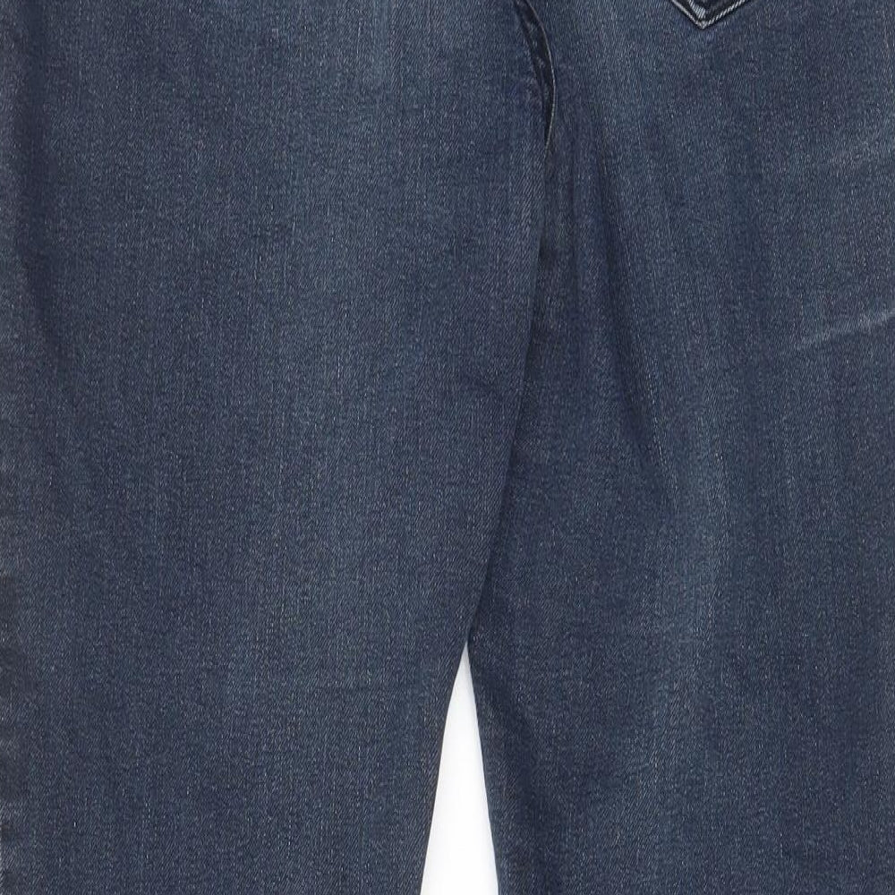YesYes Womens Blue Cotton Cropped Jeans Size 12 L25 in Regular Zip - Pockets, Zips
