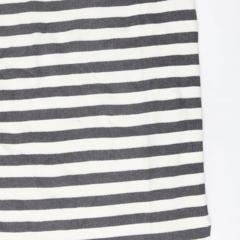 Marks & Spencer Womens Grey Striped Viscose Straight & Pencil Skirt Size L