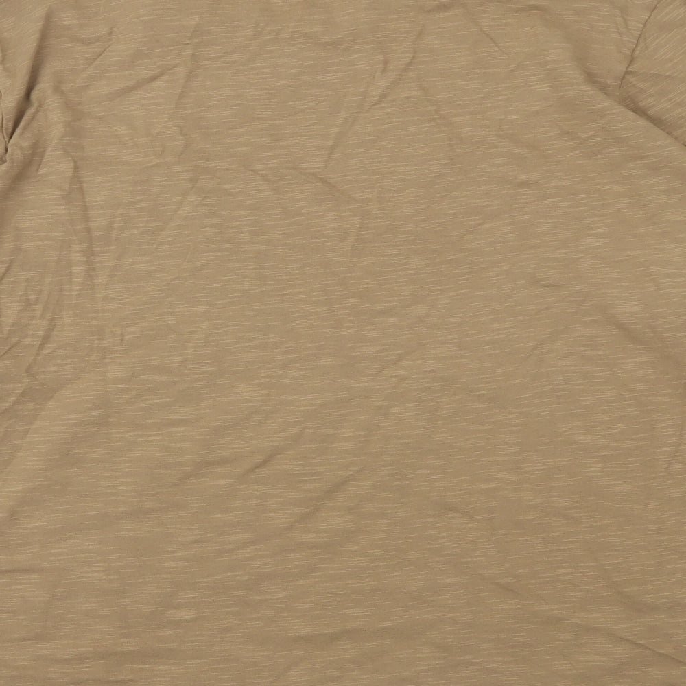 Marks and Spencer Womens Brown Cotton Basic T-Shirt Size 16 Crew Neck