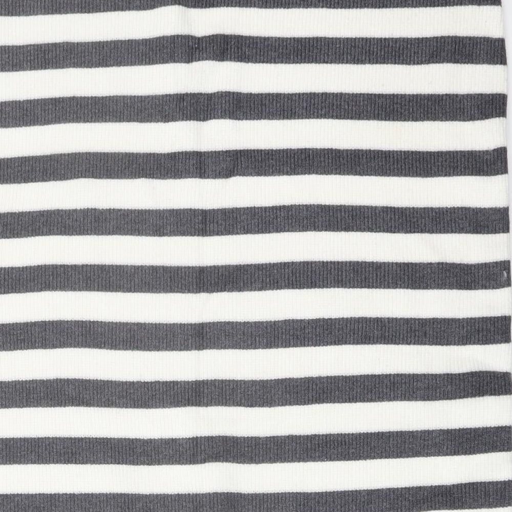 Marks & Spencer Womens Grey Striped Viscose Straight & Pencil Skirt Size L