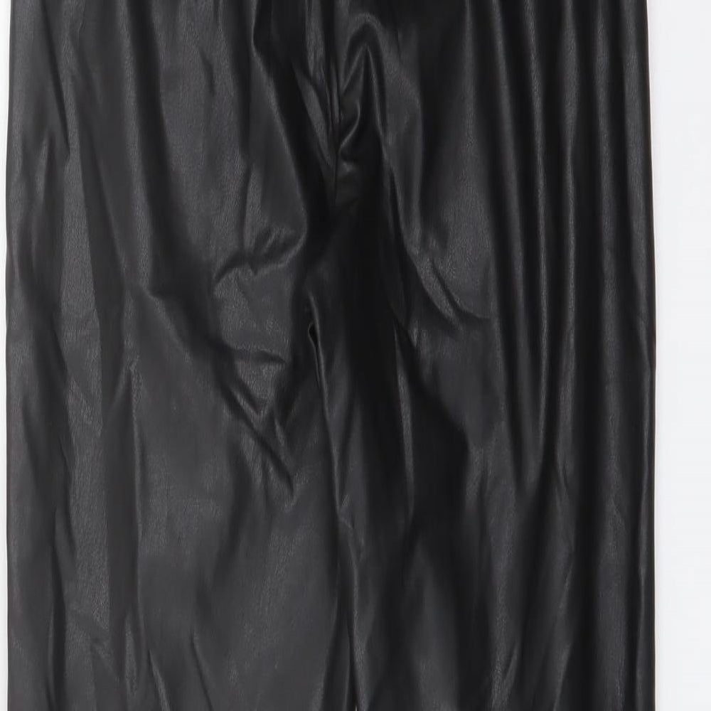 Marks & Spencer Womens Black Polyester Trousers Size 6 L25 in Regular