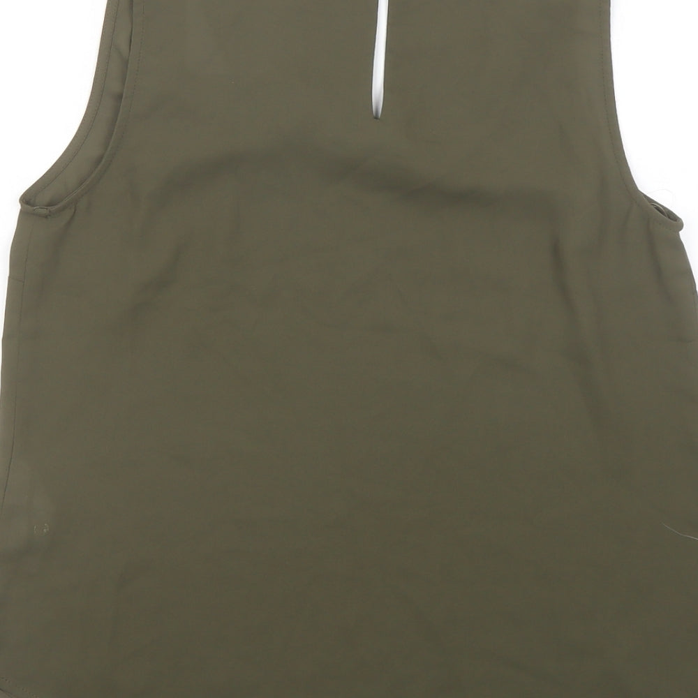 Oasis Womens Green Polyester Basic Tank Size 10 Scoop Neck