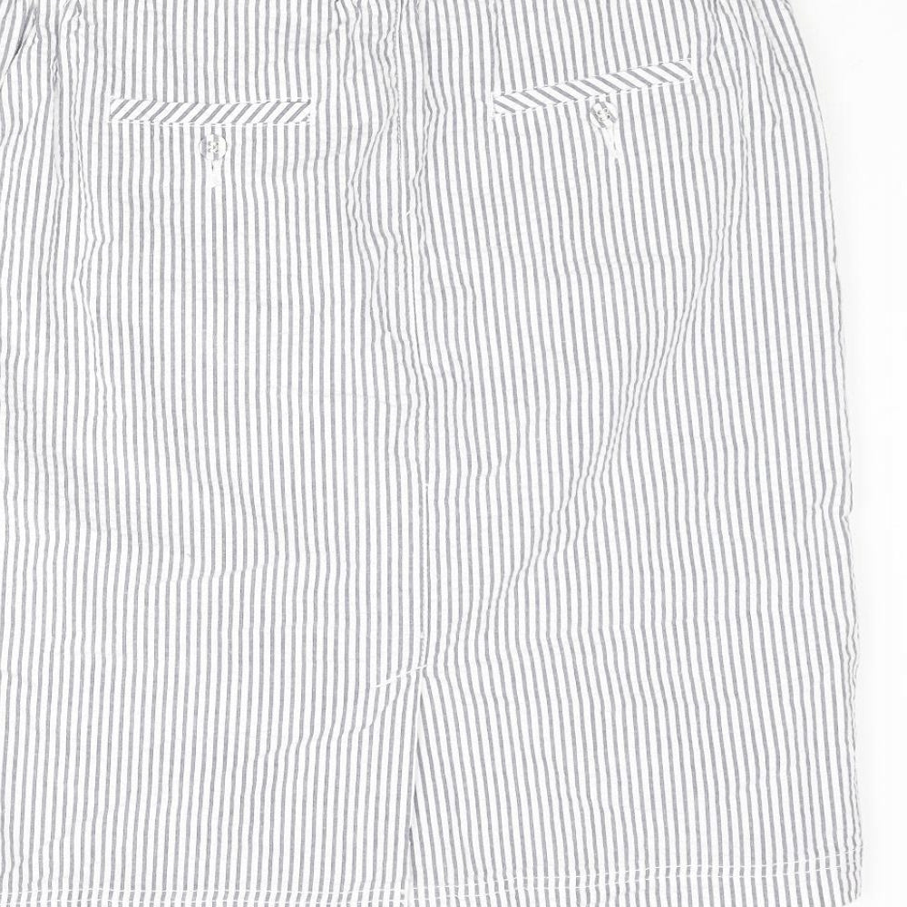 Emreco Womens Blue Striped Cotton Straight & Pencil Skirt Size 14 Zip - Button