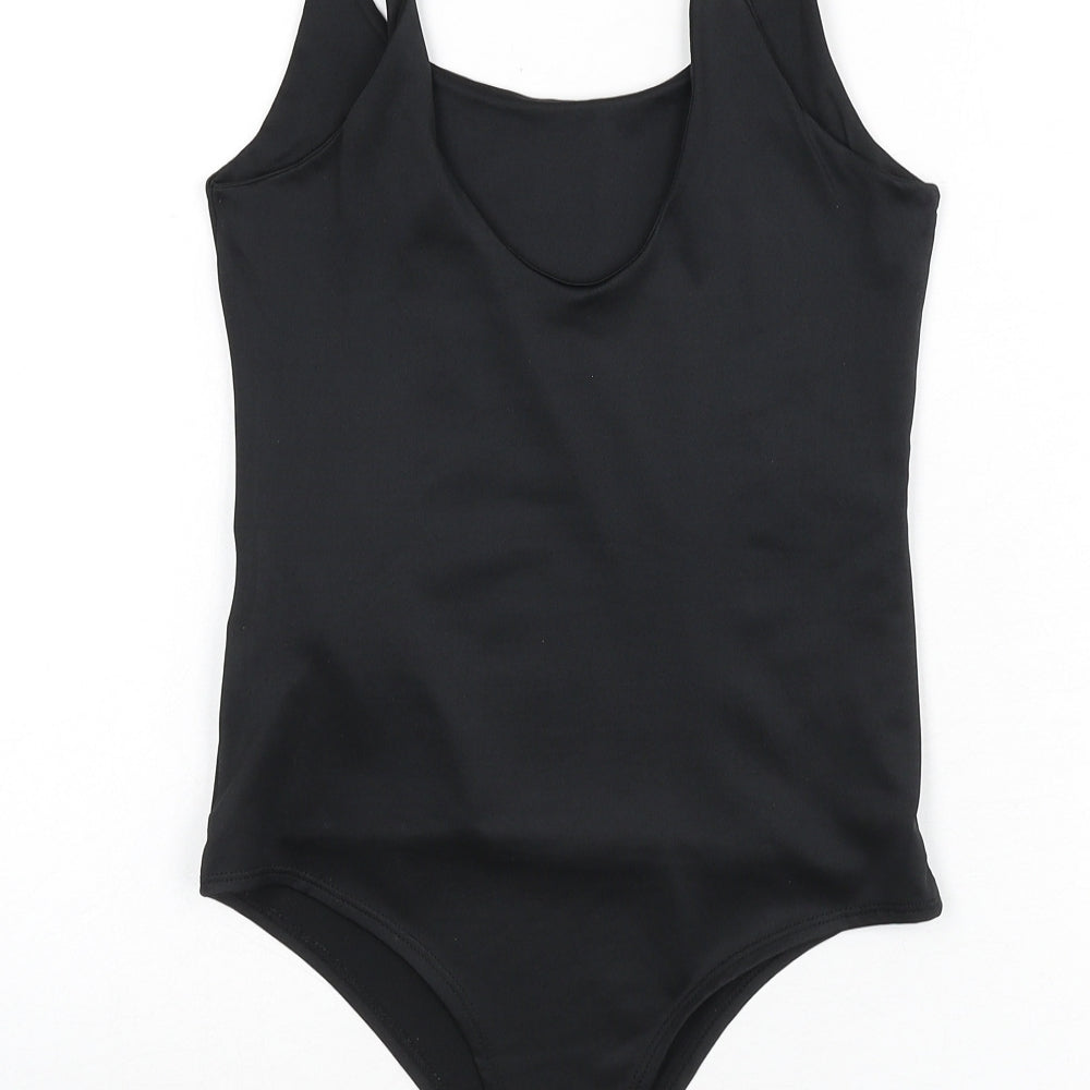 Amisu Womens Black Polyester Bodysuit One-Piece Size S Snap