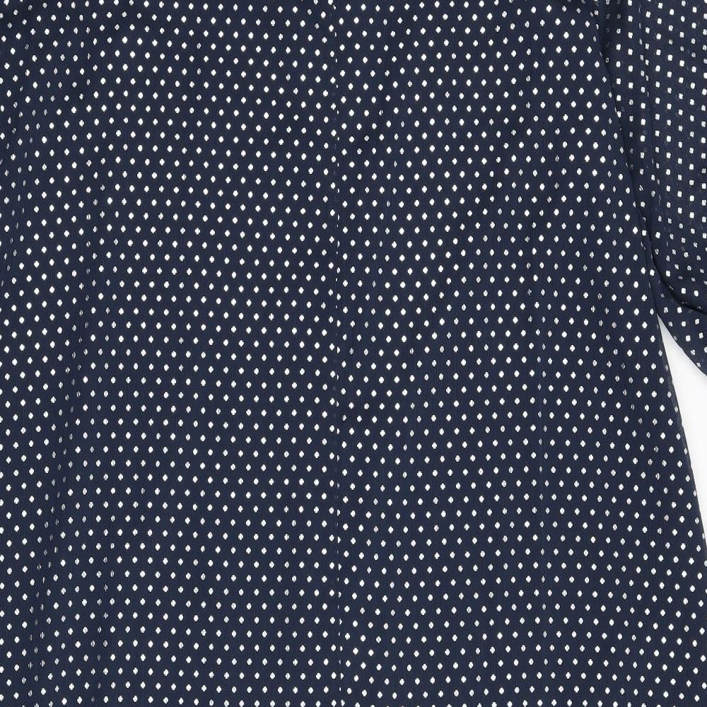 Marks & Spencer Womens Blue Polka Dot Polyester A-Line Size 10 Round Neck Tie