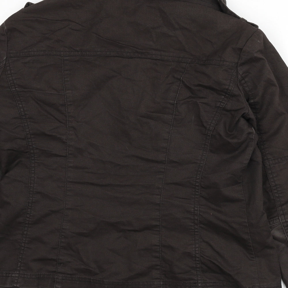 Brand and care label for ESPRIT women’s brown jacket, size UK 16, button