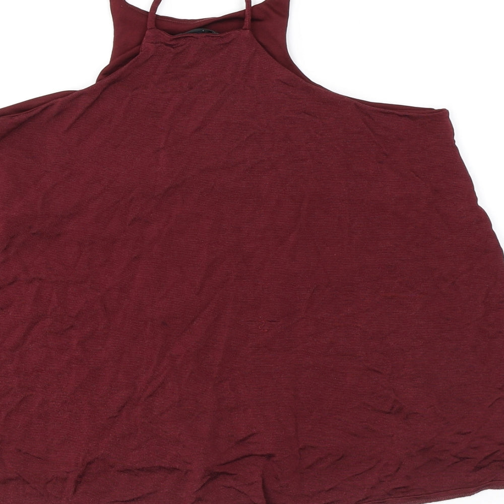 River Island Womens Red Viscose Basic Tank Size 8 Halter