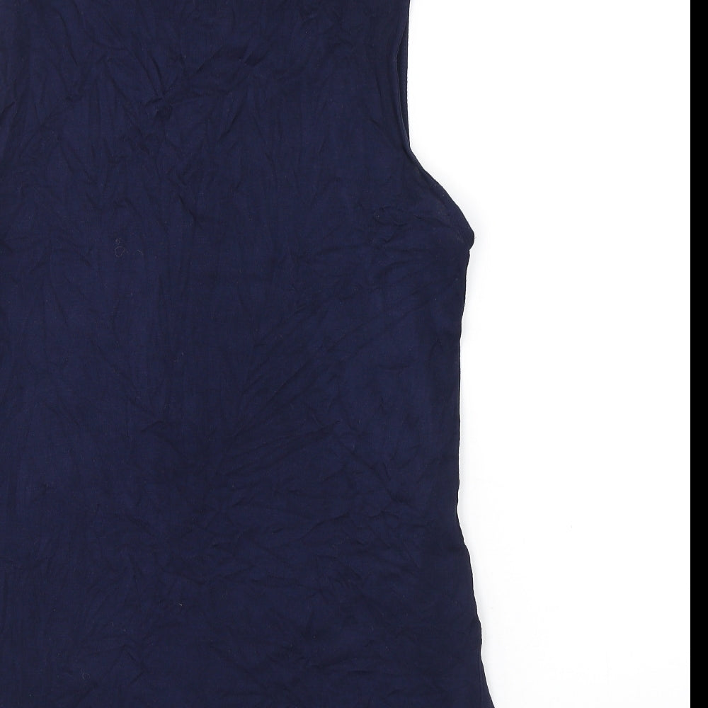 New Look Womens Blue Polyester Basic Tank Size 8 Round Neck