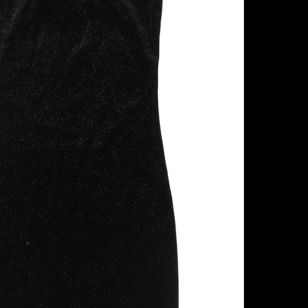 Divided by H&M Womens Black Polyester Bodycon Size S V-Neck Pullover - Sparkle